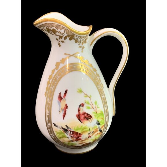 1980s Frankin Mint Fine Porcelain Creamer Collection Wooded Birds 5.2 Inch - Picture 1 of 6